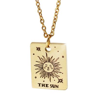 China Religious Square Tarot Constellation Necklaces Stainless Steel Pendant Necklace Gold Plated Stainless Steel Necklace for sale