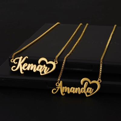 China Other Customized Initiall Nameplate Necklace Women 316L Stainless Steel Pendant Necklaces 18K Jewelry for sale