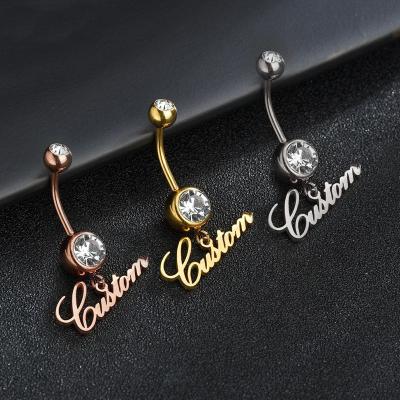 China CLASSIC Handmade Custom Nose Navel Name Stone Titanium Fashion Stone Ring Chain Stainless Steel Body Piercing Jewelry for sale