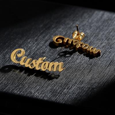 China CLASSIC personalized for women name custom 3D metal gold stud initial earrings since stainless steel earring for sale