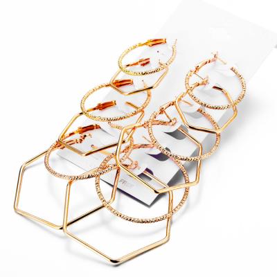 China Fashionable Punk Punk Big Drop Siez 6Pcs /Set Vintage Earrings Gold Vintage Geometric Round Earrings for sale