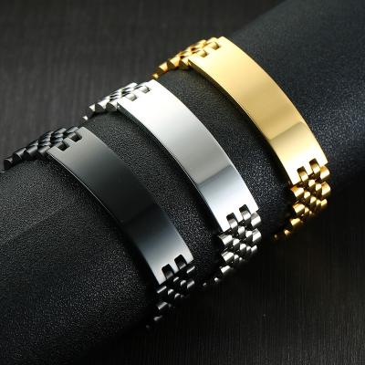 China CLASSIC Gold Metal Men's Custom Bracelet With Name Valentine Couple Male Stainless Steel Bracelets Customized Bangle for sale