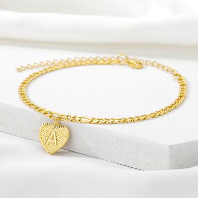 China Wholesale New 14K Gold Letter Heart Initial Year Stainless Steel Anklets CLASSIC Foot Jewelry Dangling Anklet for sale