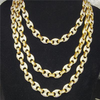 China 2021 TRENDY Fashion Accessories Instruments For Men's Accessories Necklace Iced Out CVD Diamond Chain 18K Thin Gold Cuban Link Chian Scarf for sale