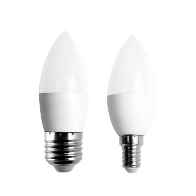 China Residential Plastic Candle C37 3W 5W 6W 7W Home Lighting Candle Lamp  E27 E14 B22  Warm White LED Candle Bulb for sale