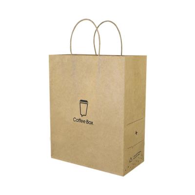 China Custom Logo Printed Cheap Eco Recycle Take Away Food Packaging Brown Craft Paper Bag With Handles for sale