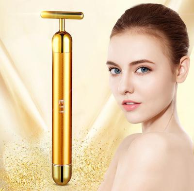 China 24k Gold Face Lift Massage Energy Beauty Bar Facila Massager Stick Vibration Lift Skin Tightening Wrinkle Bar for sale