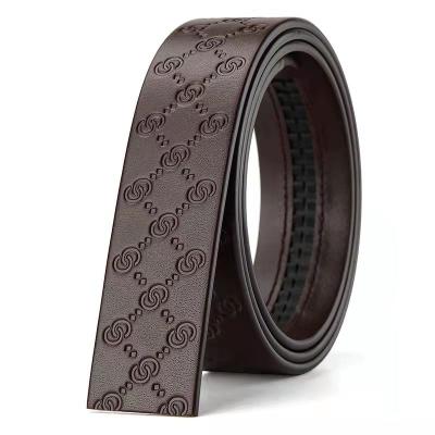 China Luxury Brand Vintage Genuine Leather Presbyopic Embossed Belt for sale