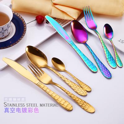 China Sustainable Silverware Stainless Steel Flatware Set Gold Flatware for sale