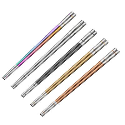 China Custom Viable Korean Custom Logo Color Stainless Steel Chopstick Gift Box Set Titanium Chinese Chopsticks With Gift Box for sale