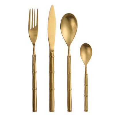 China Best Viable Promotional Wedding Stainless Steel Flatware Set Luxury Titanium Matte 18/8 Rose Gold Plated Cutlery for sale