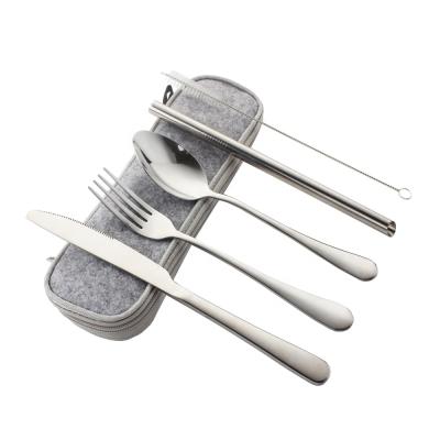 China Minimalist Flatware Stainless Steel Straws With Case 304 Spoon And Fork Knife Cutlery Box Set for sale