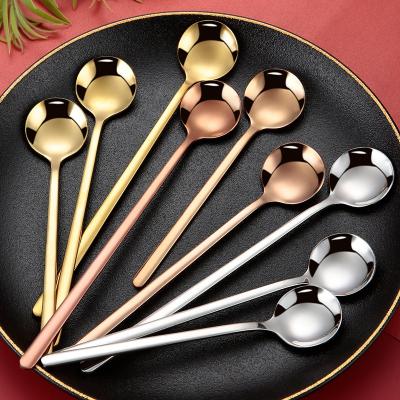 China Stainless Steel Rose Gold Tea Metal Spoon 13cm 15cm 17cm Dessert Saland Ice Cream Scream Scream Spoon 18/8 Dishwasher Safe for sale