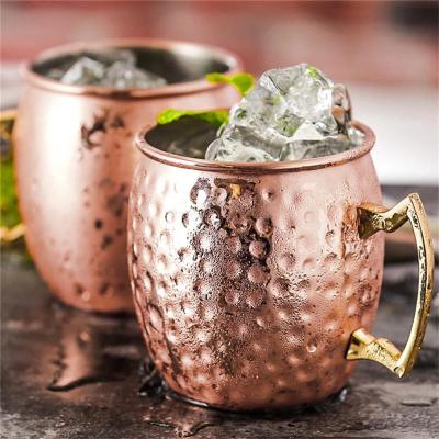 China 530ml metal hammer point cocktai coffee tea beer cup copper moscow mule cup stainless steel viable custom mug for sale