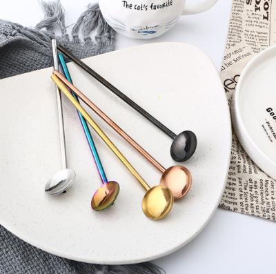 China Eco-friendly 304 Stainless Steel Coffee Spoon 2 In 1 Metal Drinking Straw Long Hand Stir Spoon for sale