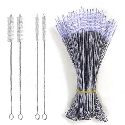 China 230mm Stainless Steel Viable Straw Brush For Bamboo Straw Cleaners/Custom Silicone Straw Cleaning Brush Coconut Straw for sale