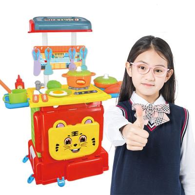 China Plastic 2 IN 1 Backpack Suitcase School Bag Cooking Pretend Play Toy For Kids for sale