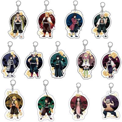 China Hot Selling Anime Key Chain 5.5cm 13 Designs Acrylic Keychains Keychains Gift For Anime Demon Slayer Kimetsu No Yaiba Fans for sale