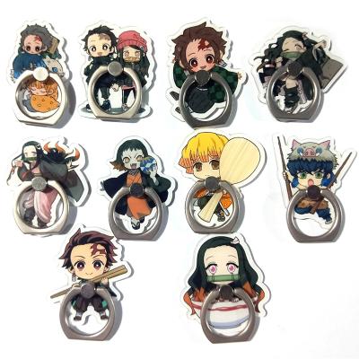 China PORTABLE Anime Demon Slayer Finger Ring Buckle Mount Universal Mobile Acrylic Phone Holder Stand for Smartphone/Cellphone for sale