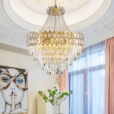 China Hotel Hall Living Room Classic Luxury High Grade Steel+ K9 Crystal Modern Style LED Conference Crystal Chandelier Lamp for sale