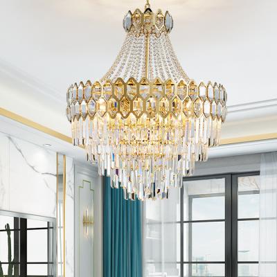 China High grade steel+ K9 Crystal Customizable Style Luxury Gold For Hotel Lobby Restaurant K9 LED Chandelier Lights for sale