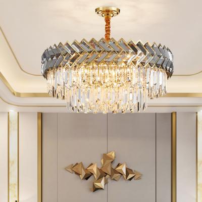 China High Grade High Grade Steel+ K9 Crystal Luxury Living Room K9 Crystal Modern LED Chandelier Stainless Steel Pendant Light for sale