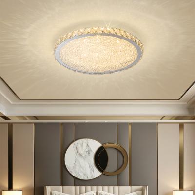 China High Grade Crystal steel+ K9 Stepless Dimming Crystal Stainless Steel Luxury Living Room Bedroom Outdoor Mounted Led Ceiling Lamp for sale