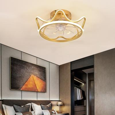 China High Grade LED Crown Series Outdoor Mounted Modern Led Kitchen Bedroom Dining Room Ceiling Fan Light for sale