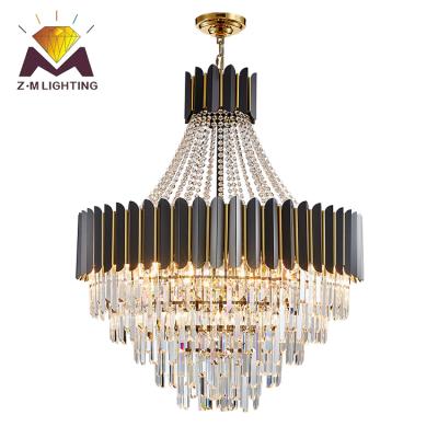 China Large new design high grade steel+ K9 customization banquet lobby LED crystal creative crystal chandelier pendant lamp for sale