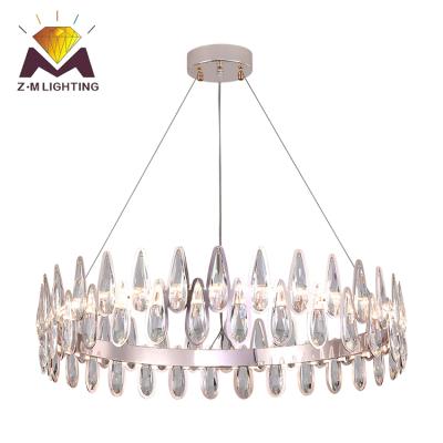 China High Quality Modern Decorative Led Round K9 Crystal For Chandelier Indoor Lighting High Grade Steel+ K9 Large Crystal Hotel Pendant Light Modern Led Round for sale