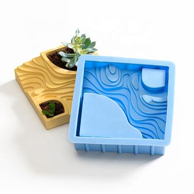 China Sustainable Gypsum Cement DIY 3D Silicone Mold For Plants Terrace Succulent Flowers for sale