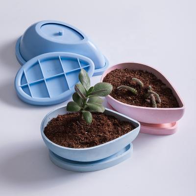 China Viable Succulent Plant Flower Pot Silicone Mold DIY Candle Holder Molds Gypsum Cement Fleshy Pot for sale