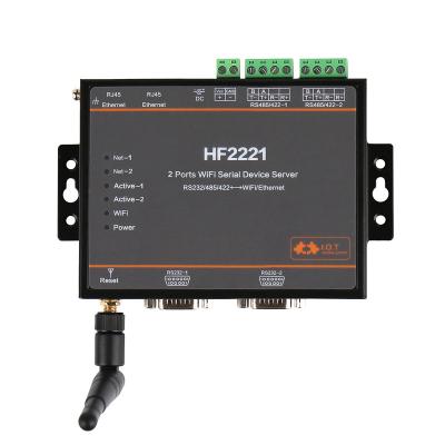 China Auto Industrial IoT System HF2221 Modbus 2Ports Industrial Serial Server RS232/RS485/RS422 to WiFi Ethernet Device Converter RTU DTU Industry IoT M2M for sale