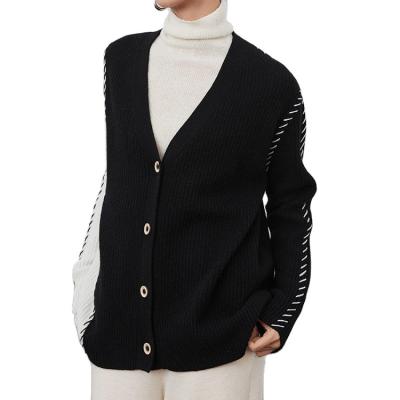 China Fashion Smart Women's Long Sleeve Cardigan Anti-wrinkle Contrast Color New Women's Knitted Sweater Sweater for sale