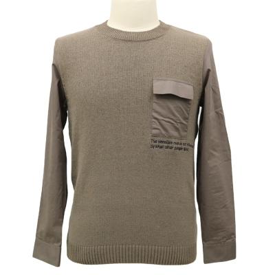 China 7GGNew Custom Made Men's Sweater Fabric Anti-wrinkle Long Sleeve Brown Warm Men's Long Sleeve Knitted Pullover Sweater for sale