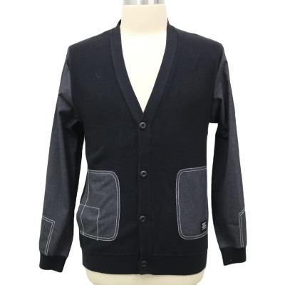 China 12GG Anti-Wrinkle Soft Comfy V-Neck Long Sleeve Buttons Custom Logo Knitted Cardigan Sweater Knitted Men for sale