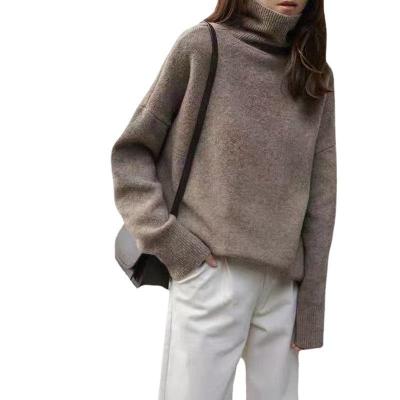 China 7GG Anti-Wrinkle Women's Long Street Lapel High Sleeve Sweater Sweater Loose Comfortable Women's Knitted Sweater Gaiters for sale