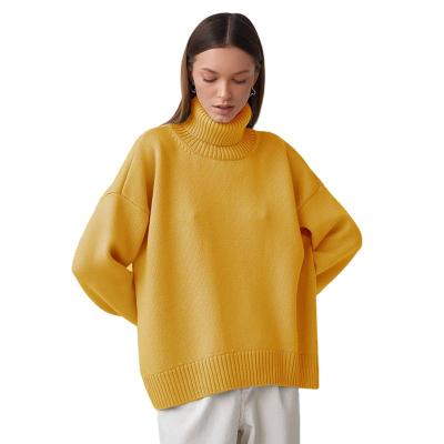 China Anti-wrinkle Women's Solid Color Temperament Pullover Fashion Loose Wide Type Women's Knitted Sweater Long for sale