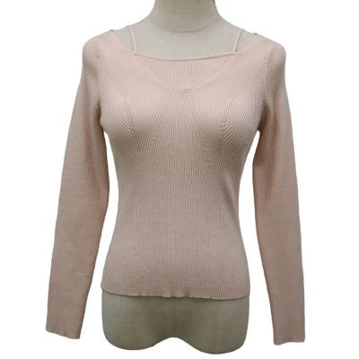 China Hot Women's Anti-Wrinkle 14GG Women's Girl's Sexy Pink Small Suspender Style Long Sleeve Sweater Sweater for sale