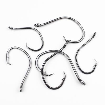 China 1# 1/0 2/0 3/0 4/0 5/0 Carp High Carbon Steel Single Hoop Worm Sea Hook Barbed Hook Set Hook Hoop for sale