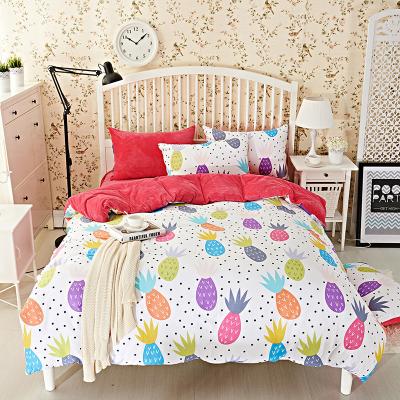 China Jacquard fruit printed red and white pure color poly-cotton duvet/sheet kids blanket for sale