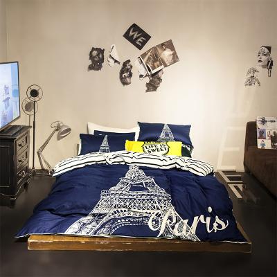 China High Quality Cotton TWILL Eiffel Tower Printed Bed Quilt Set For Kids for sale