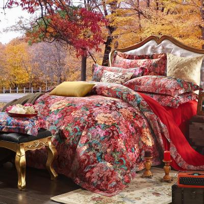 China 100%cotton Jacquard Satin Fabric Bed Sets European Bedding Sheet Royal for sale