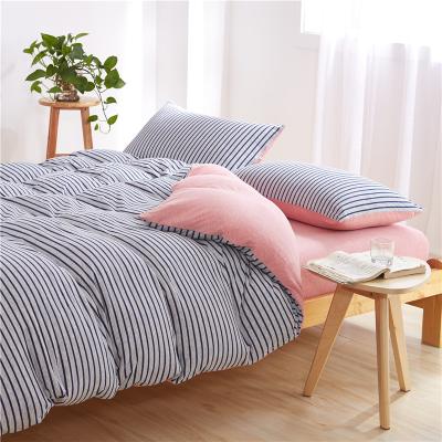 China Japan Bedding Set Sheet Quilt Duvet Cover Stripe Fishing Net Plaid Knitted Blue Gray Gray for sale