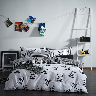 China Twill Sheet Set Cover China Supplier Monochrome Black And White Stripe Panda for sale