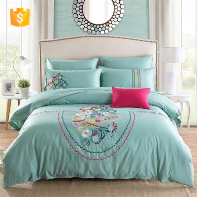 China Quantity of plain 4 pcs and age grade adult embroidered bedding set 100% cotton for sale