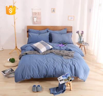 China Brands Simple Luxury Dark Blue Color Elegant Bed Duvet Covers / Wholesale Bedding Set for sale