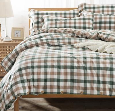 China Faded 100%cotton Plaid Bed Linen Bedding Preshrunk Plaid Sets Bed Sheet for sale