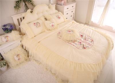 China Single Luxury Yellower Lace Up Bedding Set Cotton Bedding Sheet Set for sale