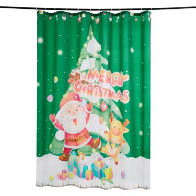 China Sustainable Christmas Custom Printed Shower Curtains For Bathroom Waterproof Polyester Shower Curtain With 12 Hooks for sale